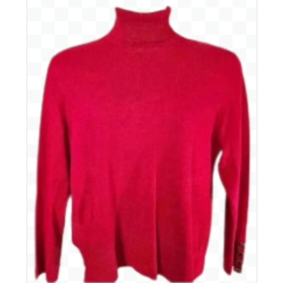 Investments Red Festival Womens Ribbed Knit Turtleneck Plus XL - Picture 1 of 6